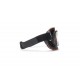 Bertoni Occhiali Moto Aviatore in Pelle Nera con Rifiniture Arancio HD - Lente Trasparente - AF196B Italy - Maschera Moto per Casco Harley e Chopper