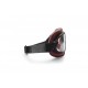 Occhiali Moto Vintage Aviatore in Pelle Rossa - Frontale Nero Opaco - Bertoni AF196R Maschera per Casco Moto