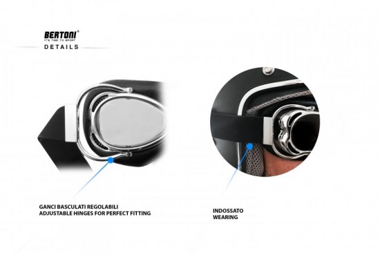 Bertoni Motorcycle Aviator Goggles for Women Men Chrome Plated Mat Black Compaq Size by Bertoni Italy AF77 (mat black)