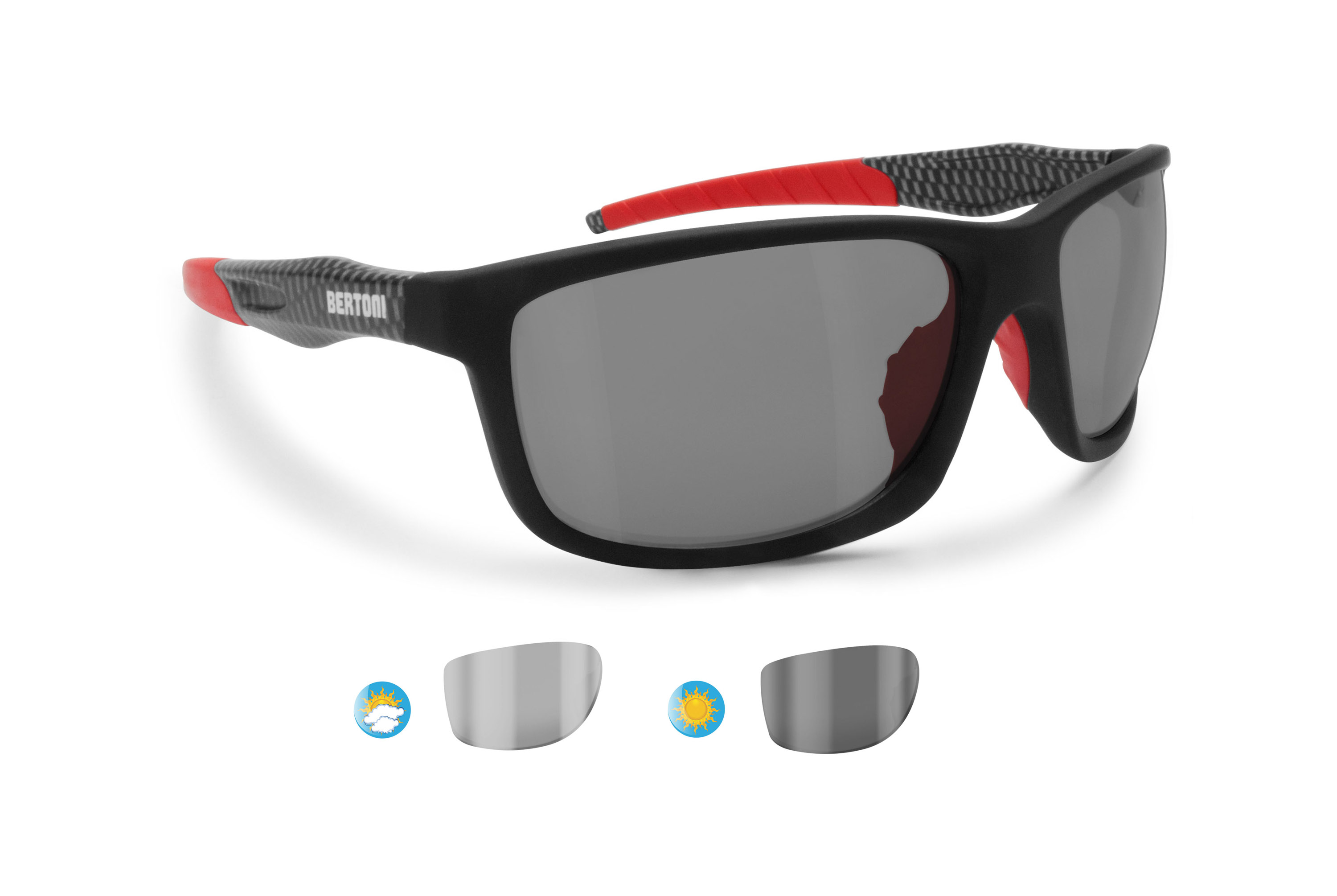Bertoni Glacier Polarized Sunglasses for Mountain Hiking Trekking Ski mod  ALPS Italy (Black - Photochromic Polarized) : Amazon.in