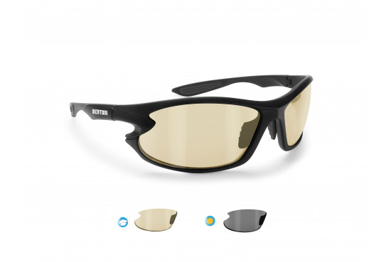 Photochromic Sports Sunglasses for men women Running Cycling Fishing Golf Baseball (from Clear to Smoke) - Windproof Wraparound Design by Bertoni Italy F676YA