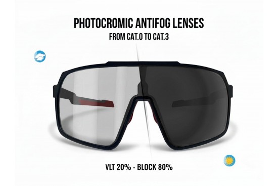 BERTONI Occhiali Sportivi Vista  Ciclismo MTB Running Sci Padel Tennis Lente Fotocromatica Anti Appannante GEMINI 03PH