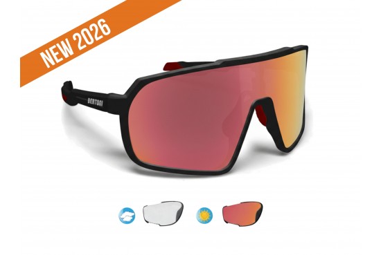 BERTONI Occhiali Sportivi da Vista Ciclismo MTB Running Sci Padel Tennis Lente Fotocromatica Anti Appannante GEMINI 03PHR