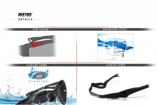 Bertoni Polarized Sunglasses Photochromic for Cycling MTB Ski Fishing Watersports Golf Running and Outdoor Activities - Windproof Wraparound Glasses P1000FTA