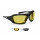 Bertoni Italy Motorcycle Goggles Padded Sunglasses - Photochromic Polarized Lens - Removable Clip for Prescription - Interchangeable Arms and Strap - P366FTA Motorbike Bikers Glasses