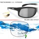 Bertoni Photochromic Polarized Sunglasses Cycling Fishing Watersports Running Ski - P545FTS Italy - Sporting Wraparound Windproof Glasses