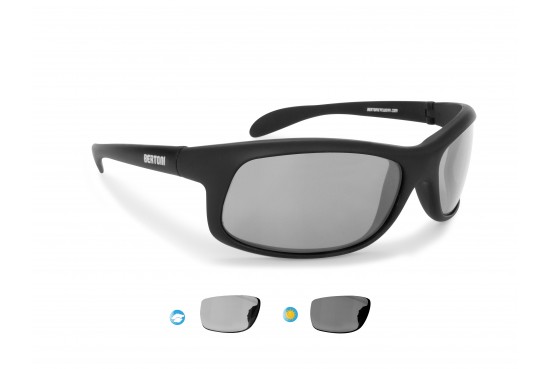 Bertoni Photochromic Polarized Sunglasses Cycling Fishing Watersports Running Ski - P545FTS Italy - Sporting Wraparound Windproof Glasses